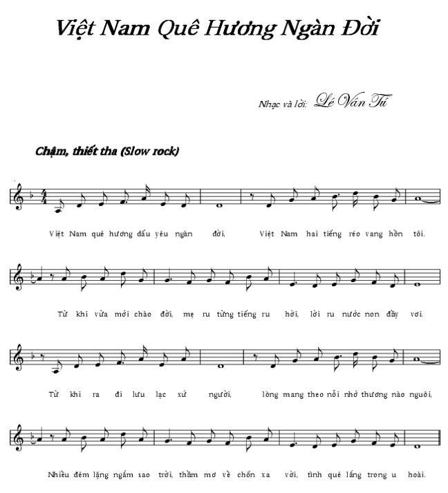 Sheet nhạc Việt Nam Quê Hương Ngàn Đời
